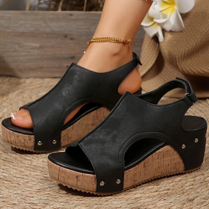 Sandali con tacco plateau da donna